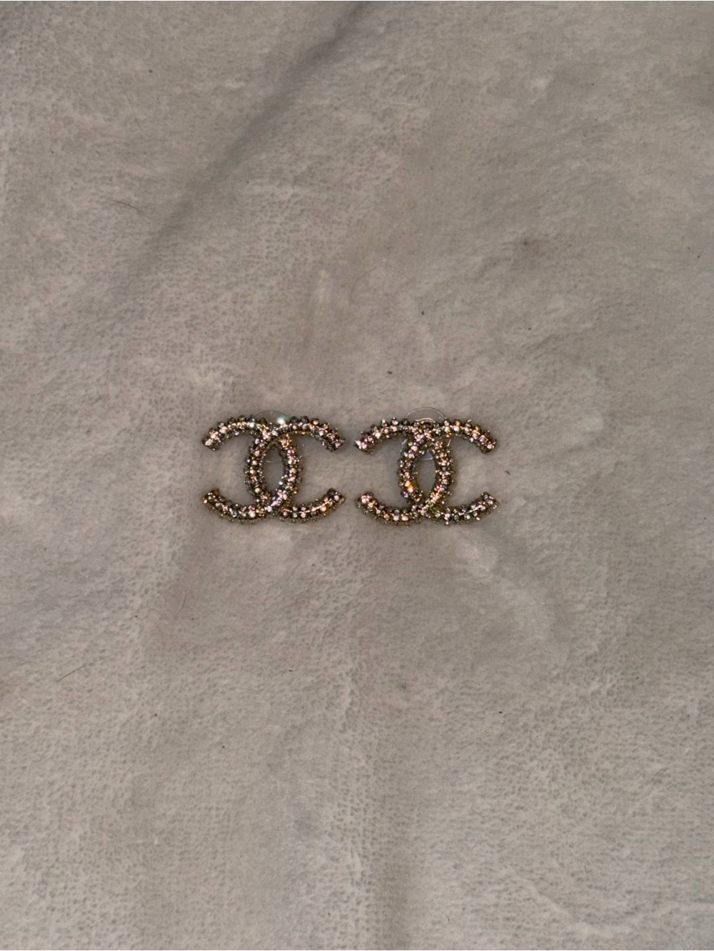 Designer-Inspired Crystal double CC Stud Earrings in Rose Gold offert open